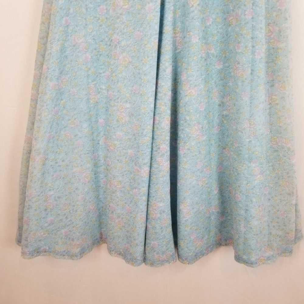 Vintage 60s Dusty Blue Floral Fall or Summer Maxi… - image 6