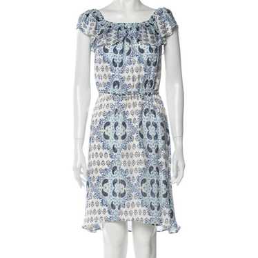 L'AGENCE Blue White 100% Silk Dress XS