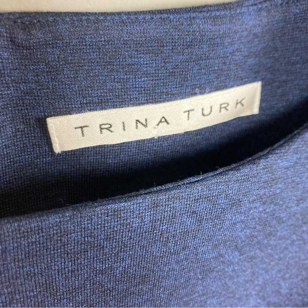 Trina Turk sheath dress blue floral embroidery fi… - image 8