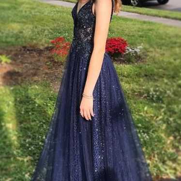 Andrea&leo couture navy prom dress - image 1