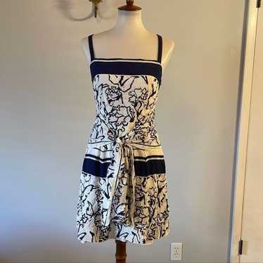 [Tanya Taylor] Navy/White Silk Floral Dress - Siz… - image 1