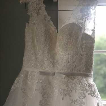 Tea Length Lace Up Wedding Dress - image 1