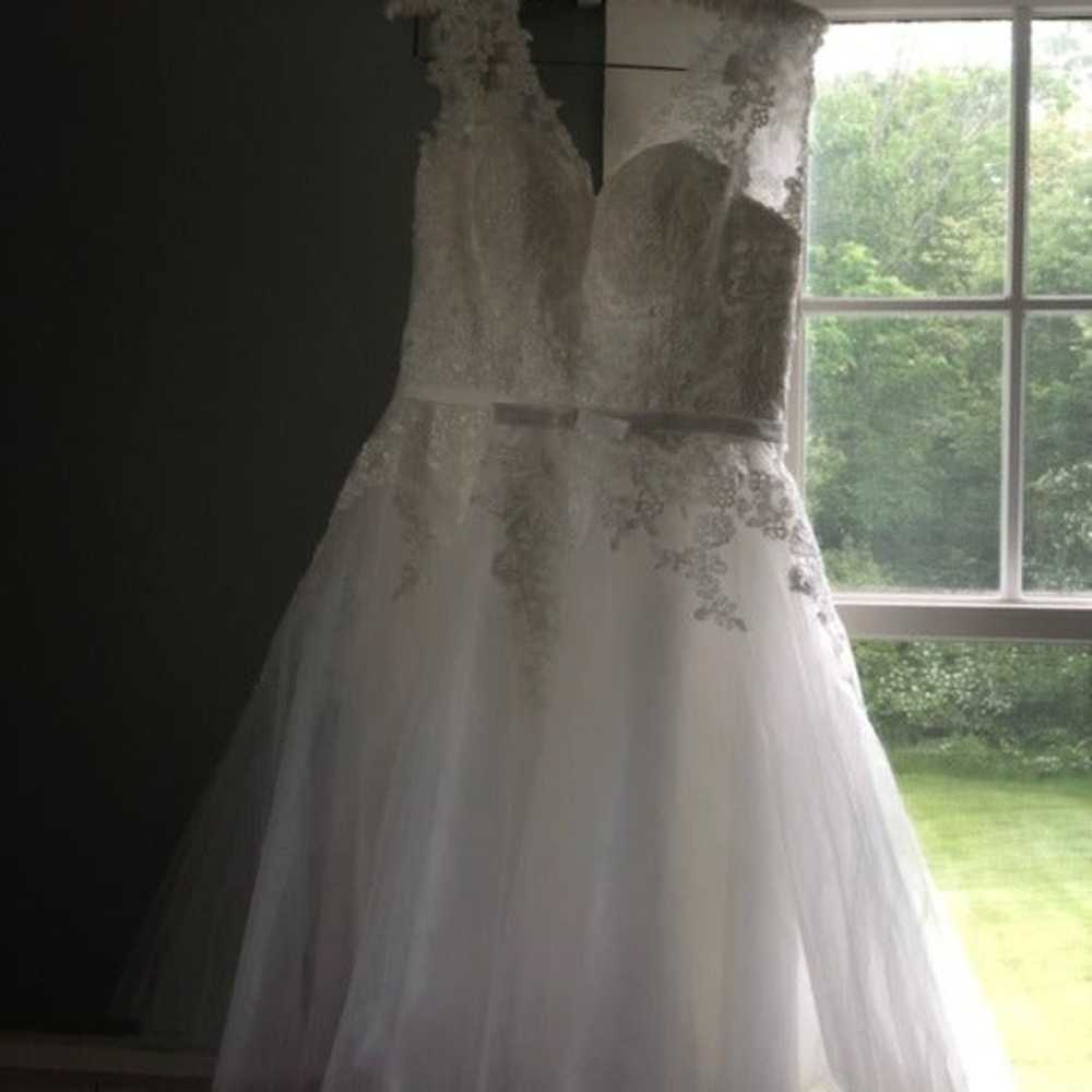Tea Length Lace Up Wedding Dress - image 2