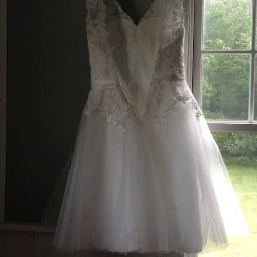 Tea Length Lace Up Wedding Dress - image 4
