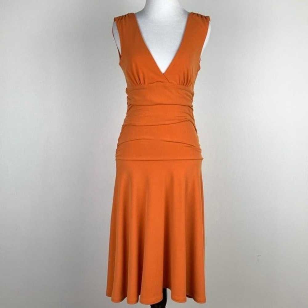 Arden B Dress sz S burnt orange maxi double deep V - image 10