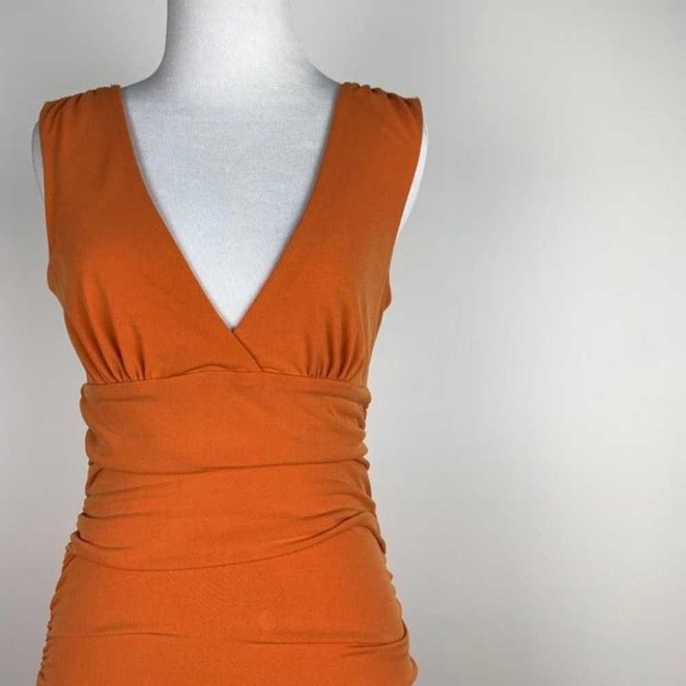 Arden B Dress sz S burnt orange maxi double deep V - image 3