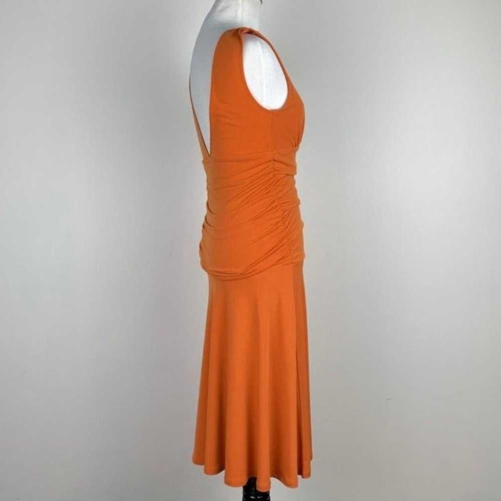 Arden B Dress sz S burnt orange maxi double deep V - image 4
