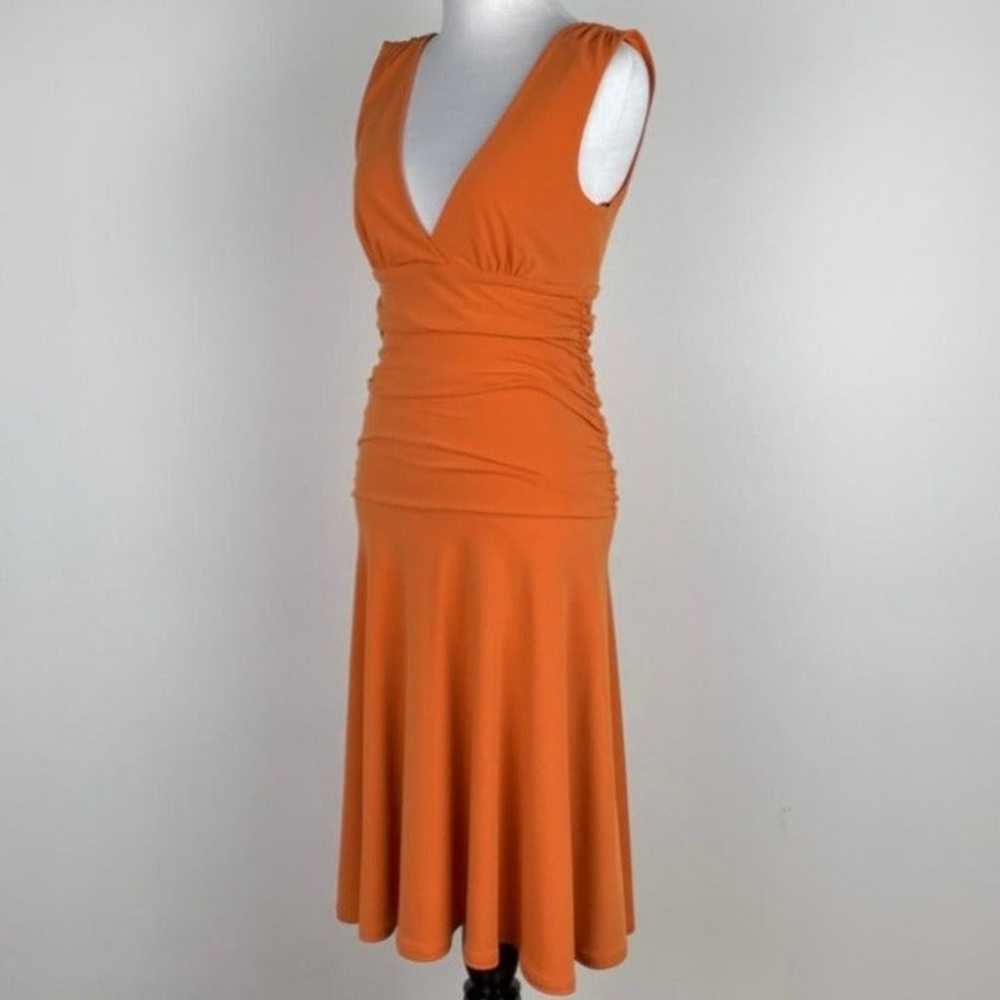 Arden B Dress sz S burnt orange maxi double deep V - image 7