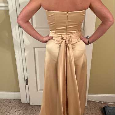 Gold formal / bridesmaid floor length strapless dr