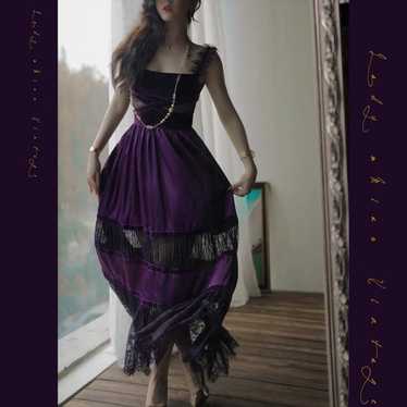 Purple patchwork hollow velvet eyelash lace elega… - image 1