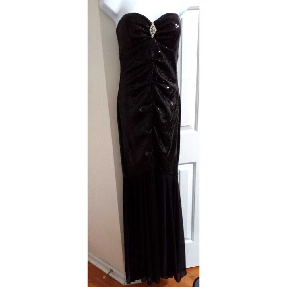 Xscape Joanne Chen Black Sequin Dress Strapless F… - image 1