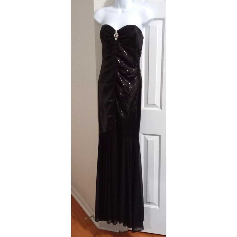 Xscape Joanne Chen Black Sequin Dress Strapless F… - image 4