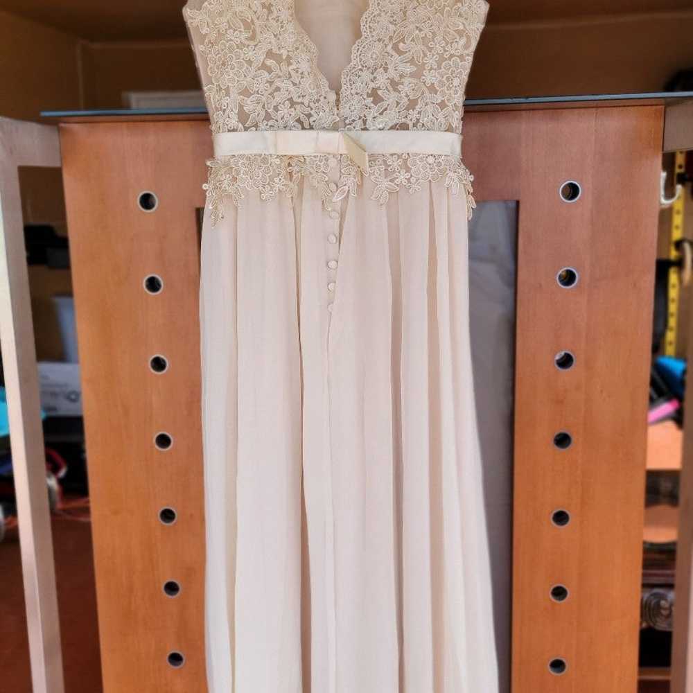 Chiffon & Lace Boho Shabby Chic Bridal Gown Weddi… - image 6