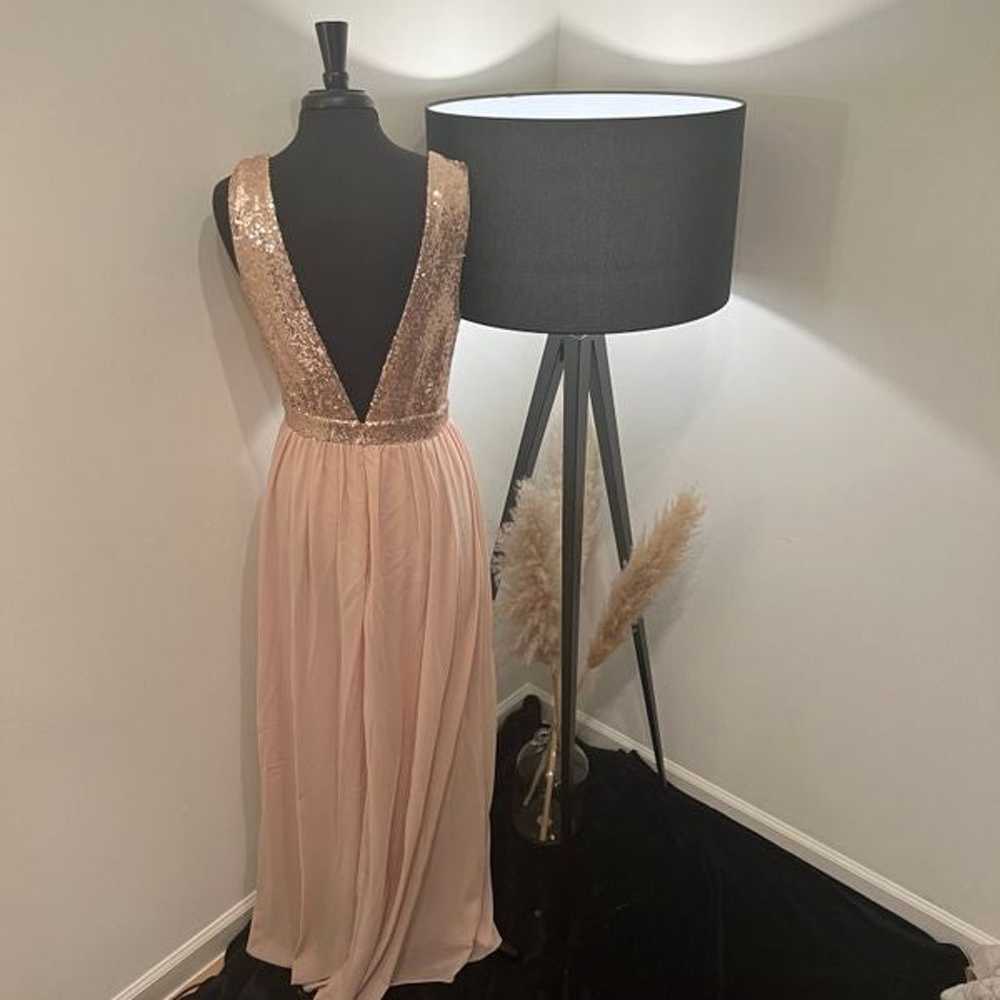 Lulus Elegant Champagne Sequin Maxi Dress Size La… - image 3