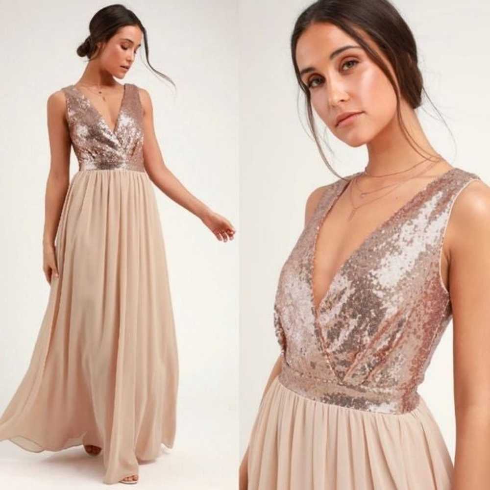 Lulus Elegant Champagne Sequin Maxi Dress Size La… - image 8