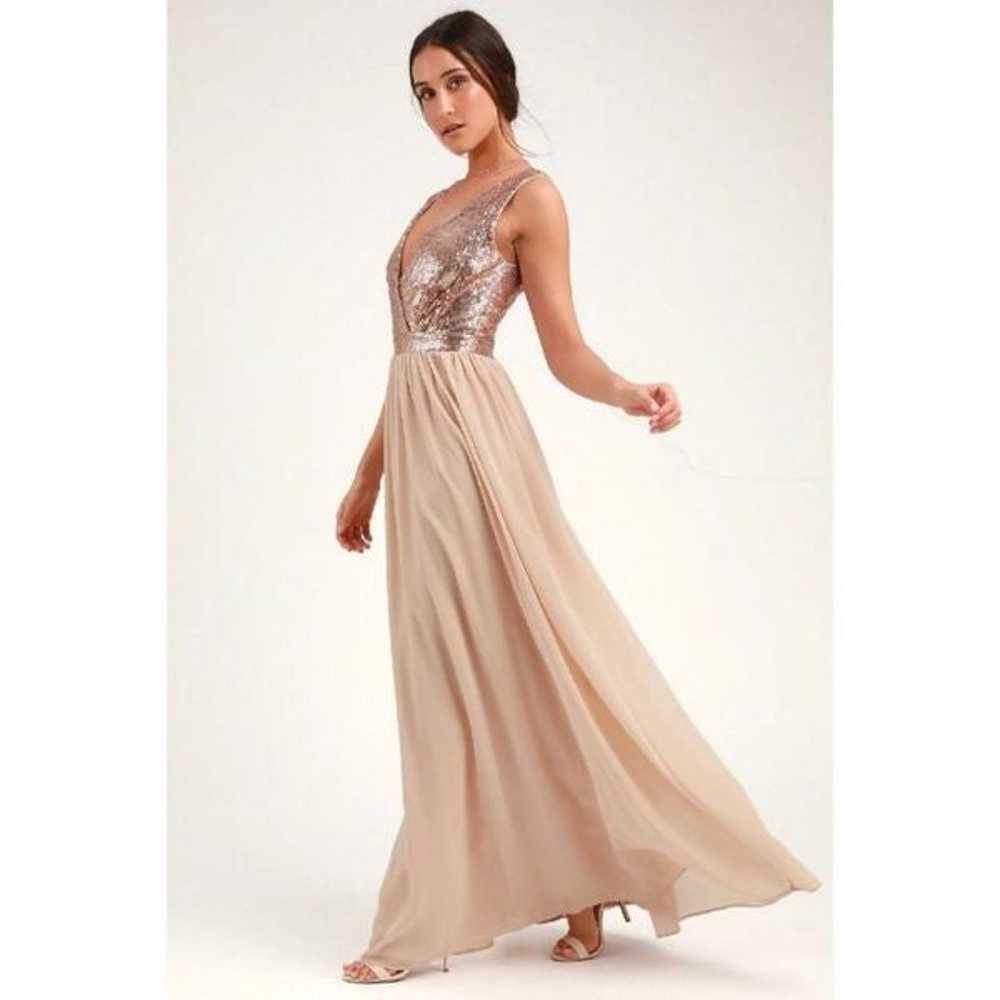 Lulus Elegant Champagne Sequin Maxi Dress Size La… - image 9