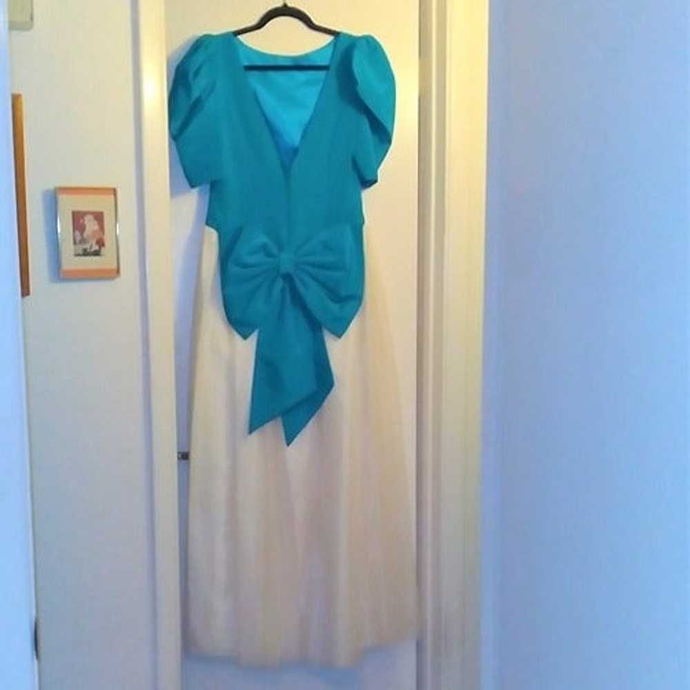Vintage Turquoise & White Bridesmaid/Prom Dress -… - image 2