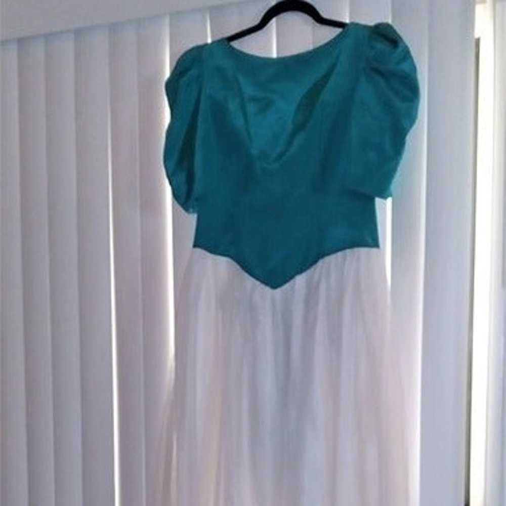 Vintage Turquoise & White Bridesmaid/Prom Dress -… - image 3