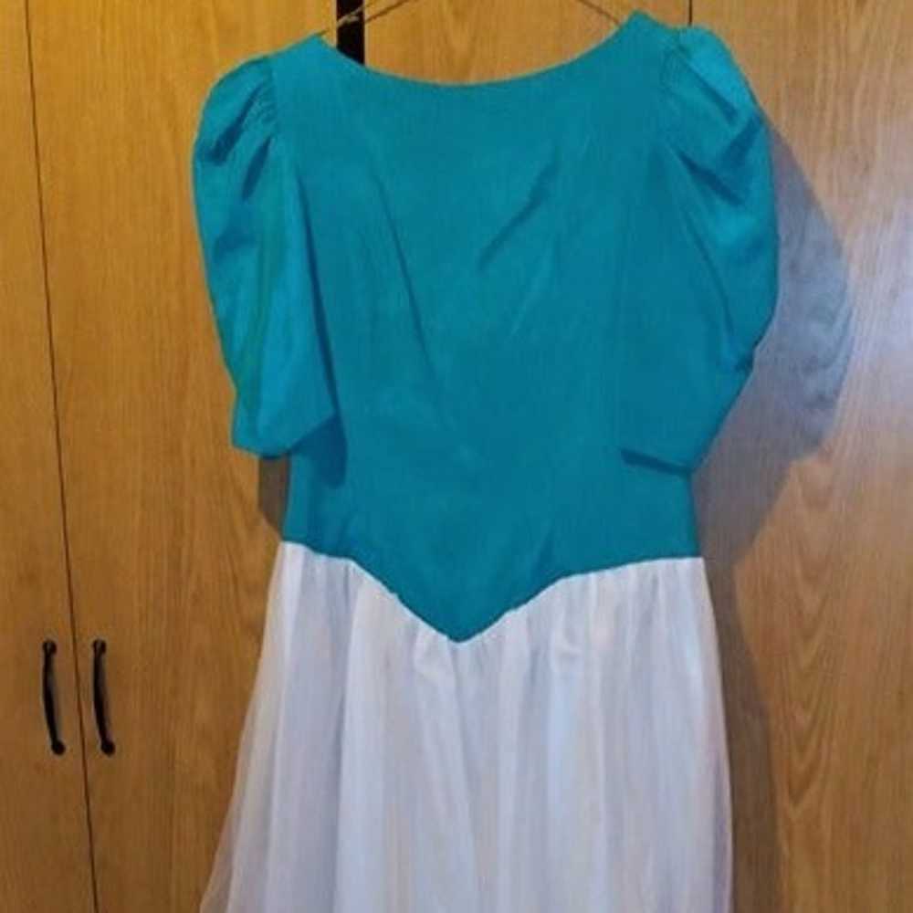 Vintage Turquoise & White Bridesmaid/Prom Dress -… - image 5