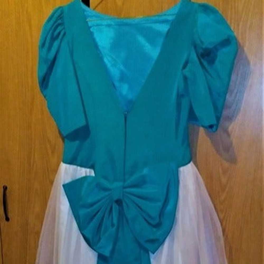 Vintage Turquoise & White Bridesmaid/Prom Dress -… - image 6