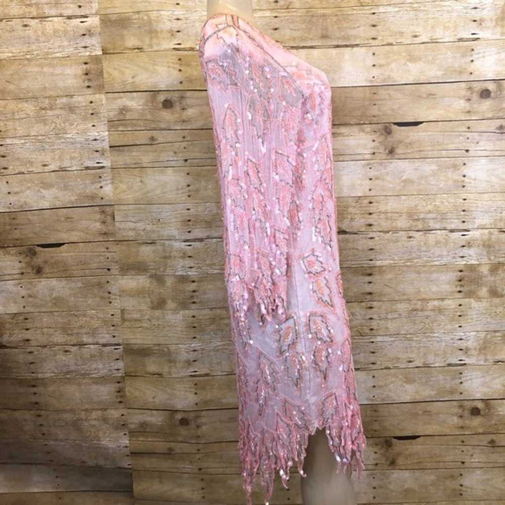 Scala Vintage Silk Pink Sequin Dress L - image 3