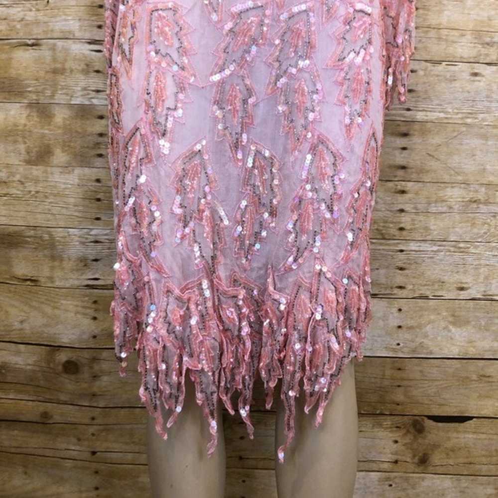 Scala Vintage Silk Pink Sequin Dress L - image 6