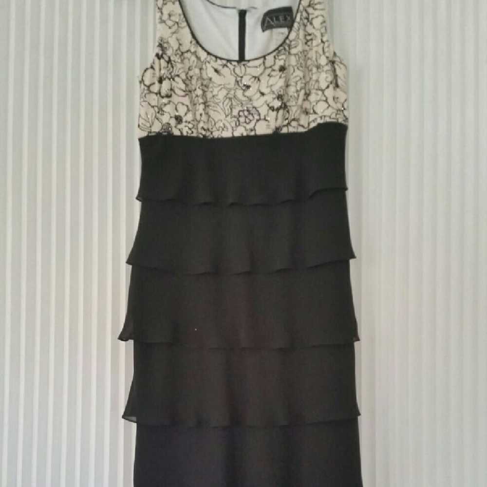 Lady's elegant black &white ruffle dress - image 2