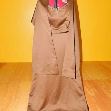 Mori Lee Chocolate Brown formal gown w/Shawl  15-… - image 1