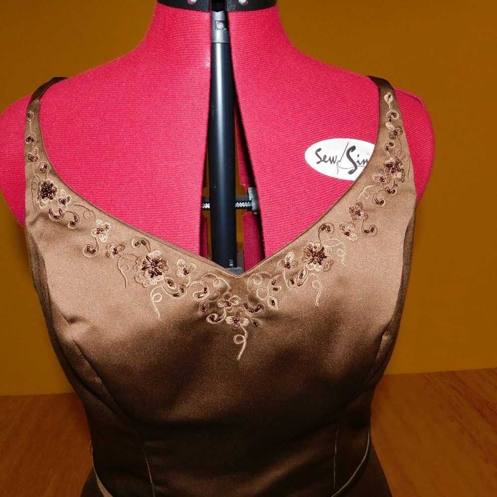 Mori Lee Chocolate Brown formal gown w/Shawl  15-… - image 2