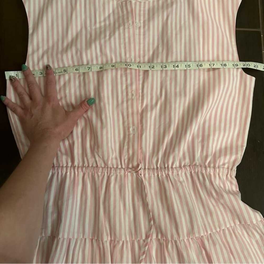 LaRoque Pink & White Striped V Neck Button Up Sle… - image 11