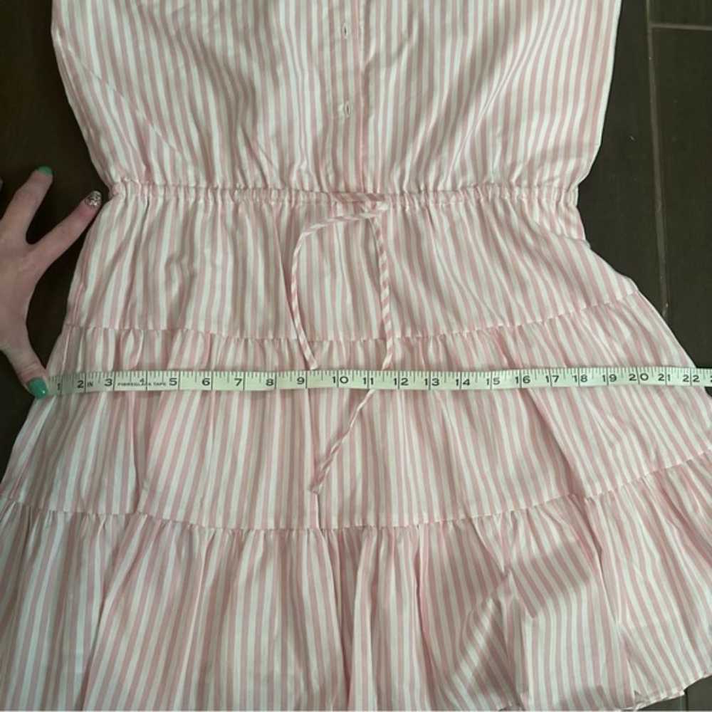 LaRoque Pink & White Striped V Neck Button Up Sle… - image 12