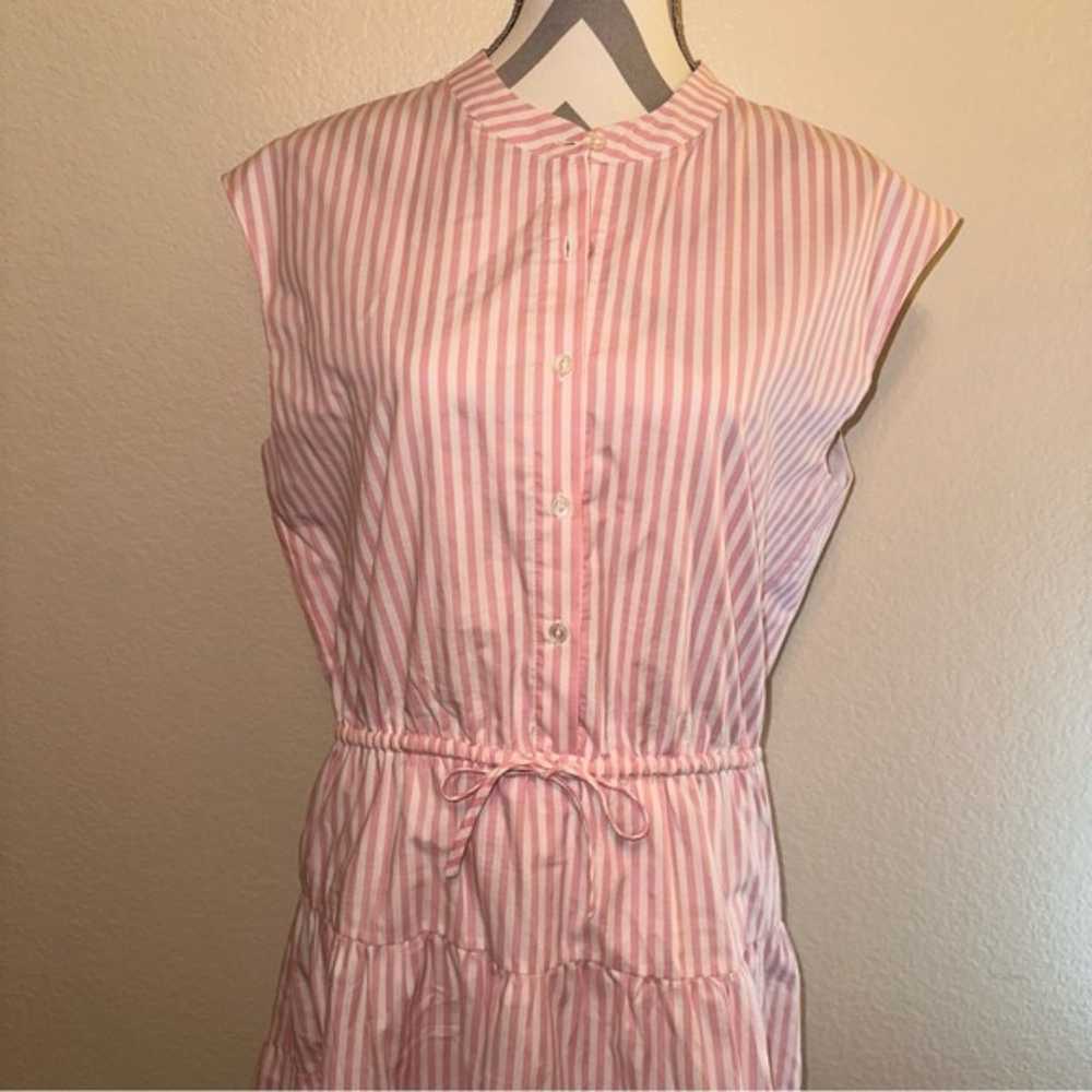 LaRoque Pink & White Striped V Neck Button Up Sle… - image 4