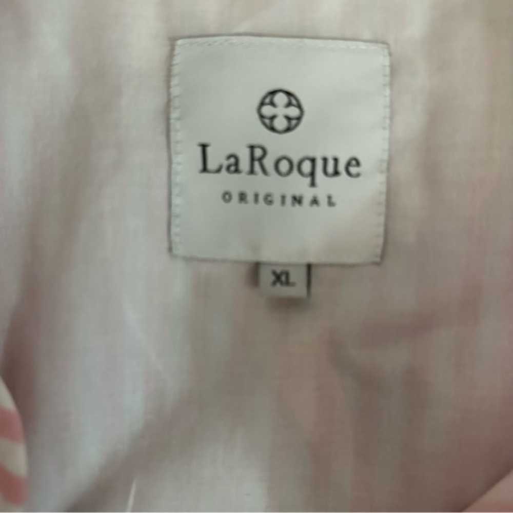 LaRoque Pink & White Striped V Neck Button Up Sle… - image 8