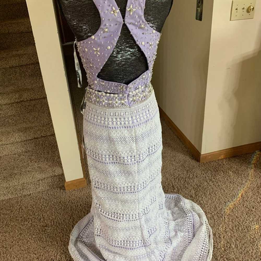 Blush prom 2 piece long formal purple dress sz 4 - image 2