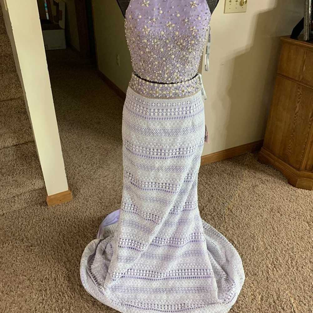 Blush prom 2 piece long formal purple dress sz 4 - image 3