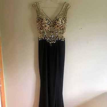 Prom Dress Black Sequin Low Slit