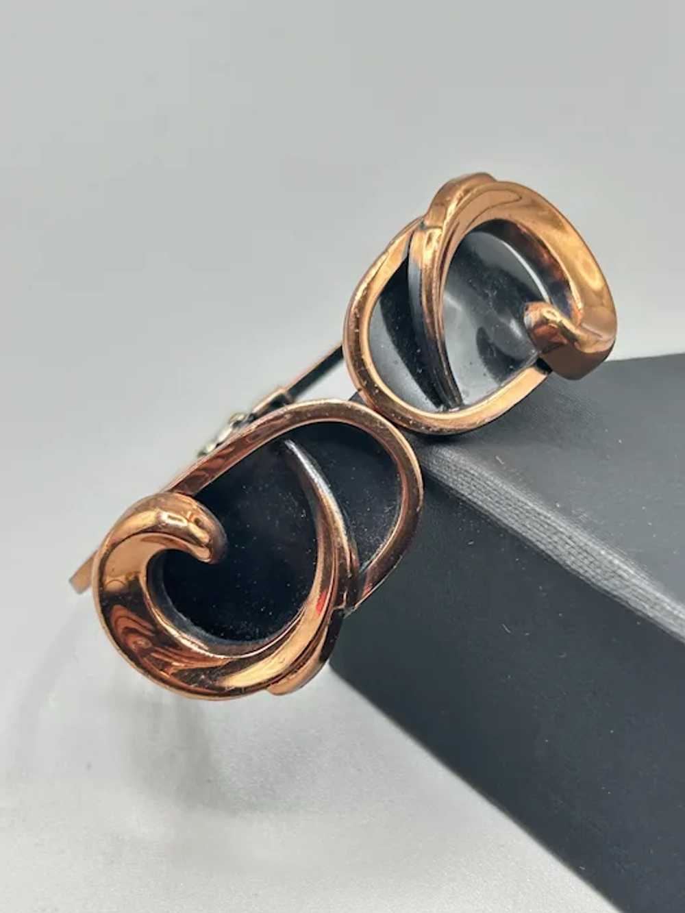 Vintage Copper Bracelet Hinged Clamper Bangle Mod… - image 4