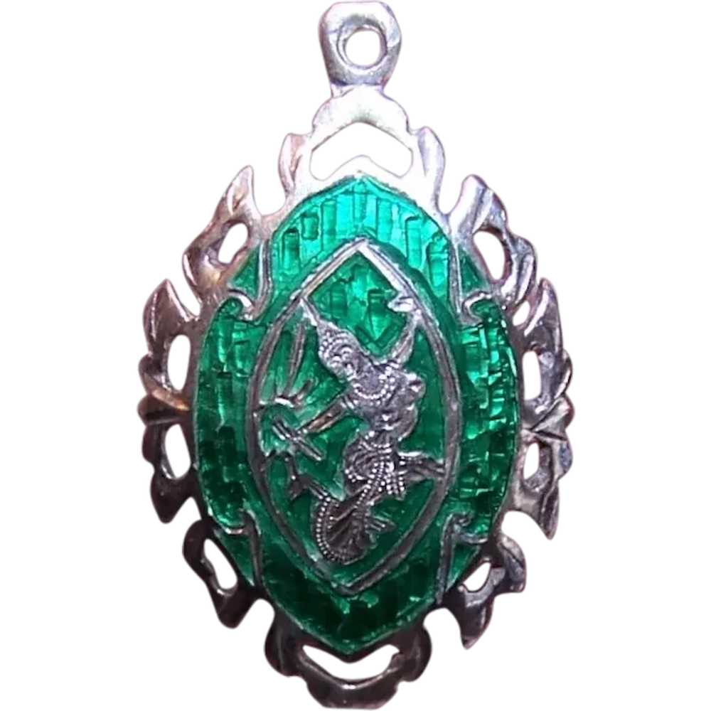 Made in Siam Thailand Sterling Silver Enamel Pend… - image 1