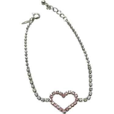 Vintage Avon rhinestone pink heart bracelet