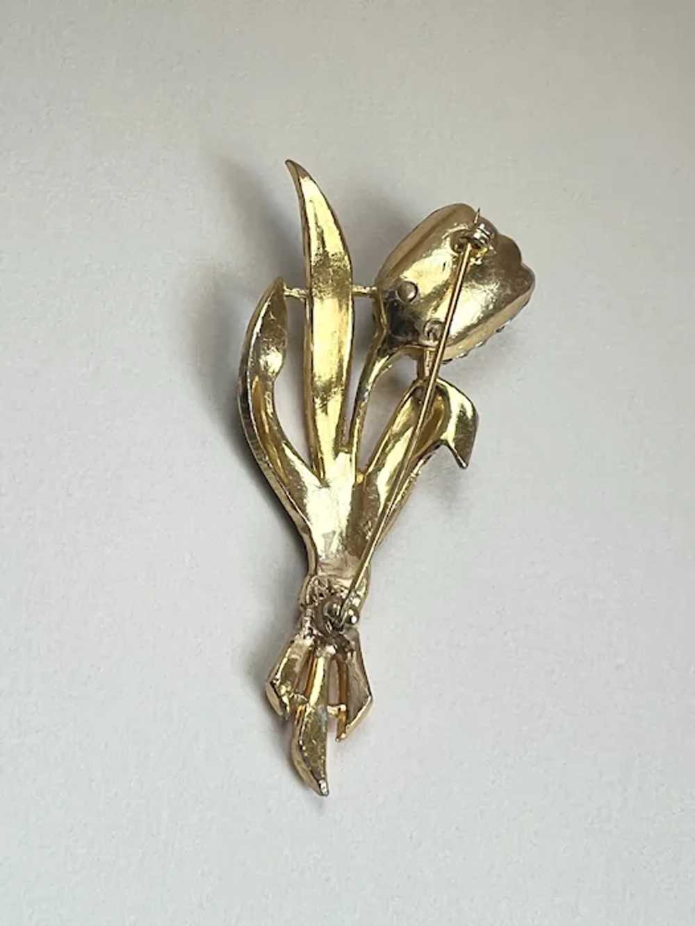 Coro Trembler Tulip Pin Brooch Art Deco Rhineston… - image 7