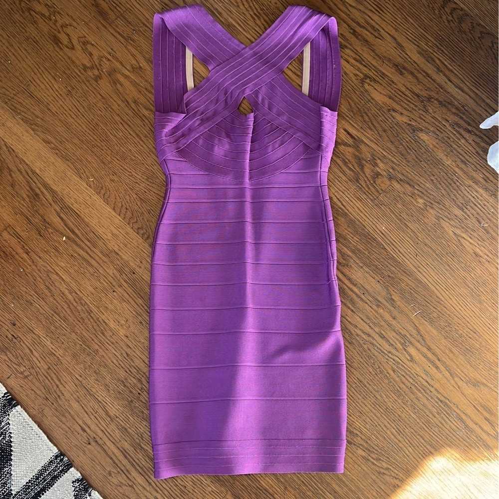 HERVE LEGER Keyhole Bandage Dress, Purple, Small … - image 1