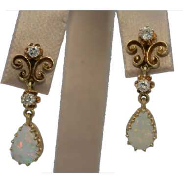 14K Opal & 1/3Ct Diamond  Earrings