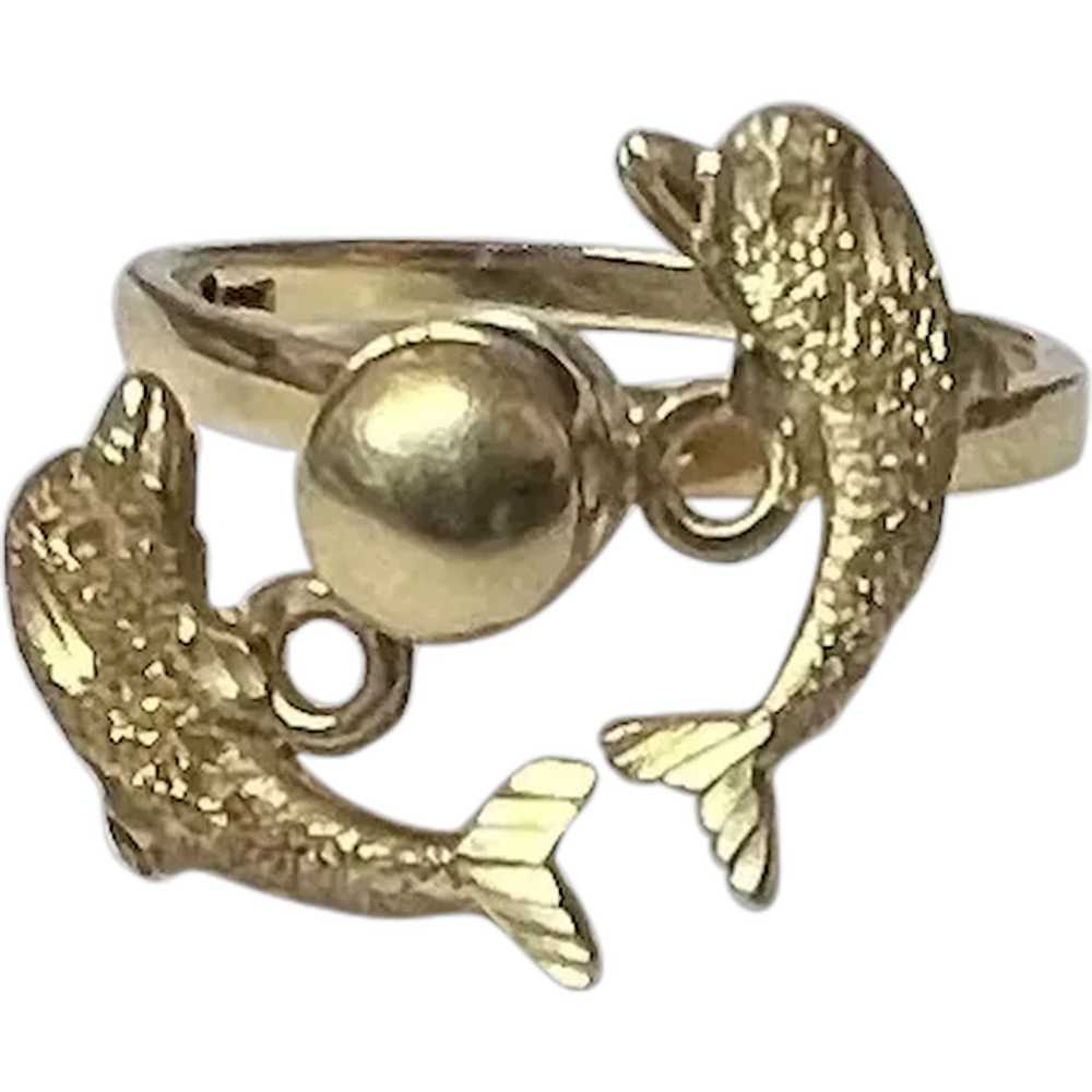 14k Gold Dolphin Kinetic Spinner Ring - image 1