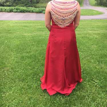 Red Prom Dress With Gem Back - image 1
