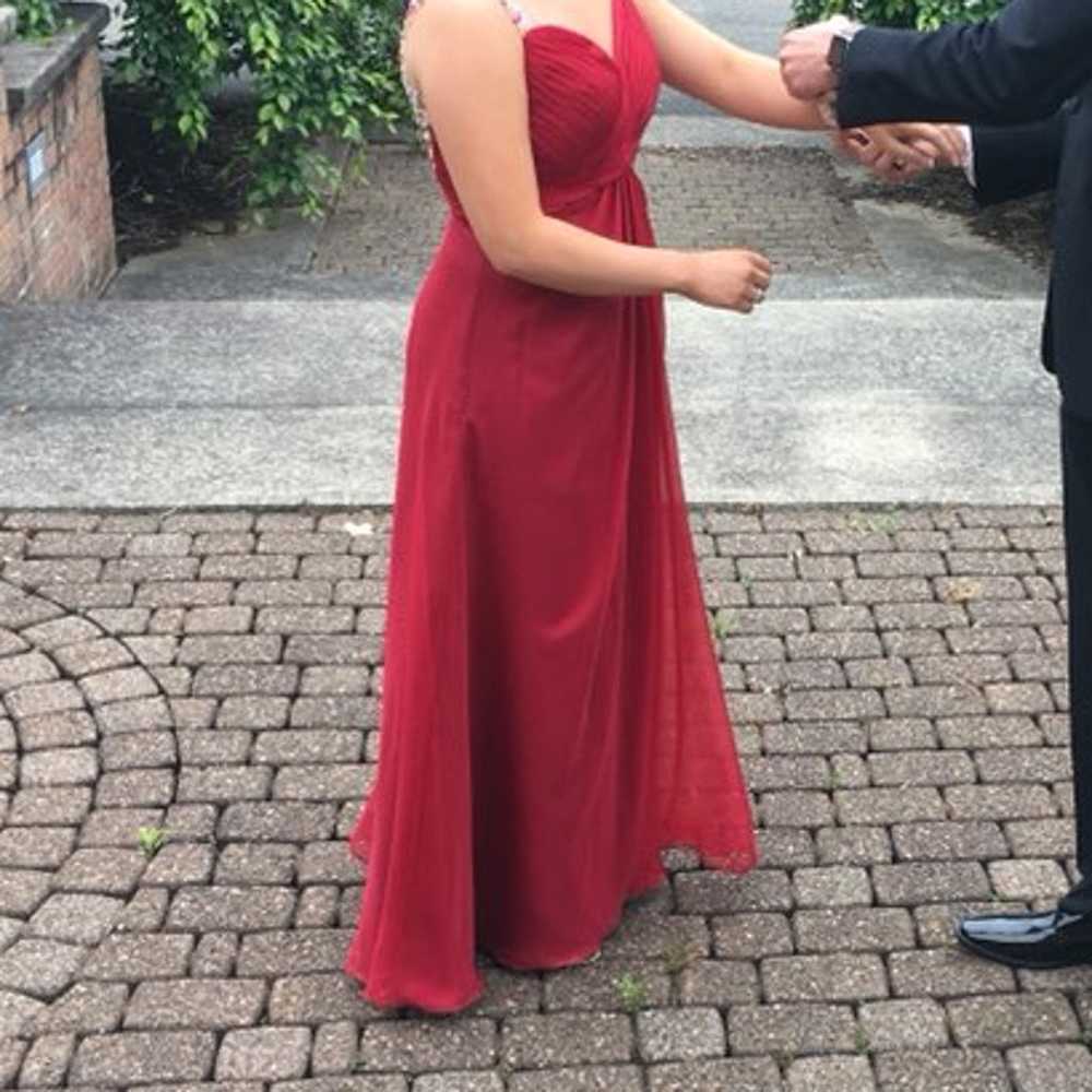 Red Prom Dress With Gem Back - image 3
