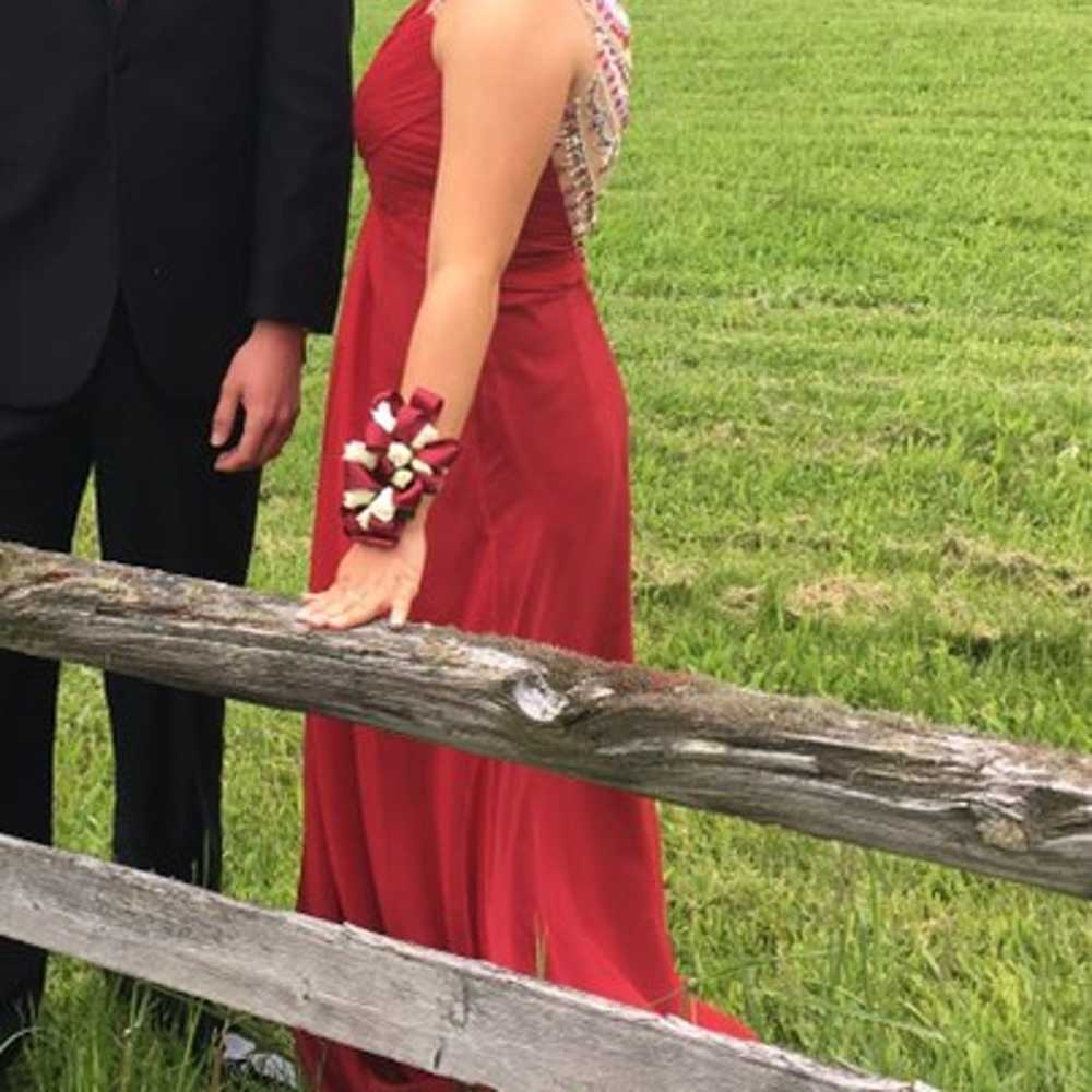 Red Prom Dress With Gem Back - image 4