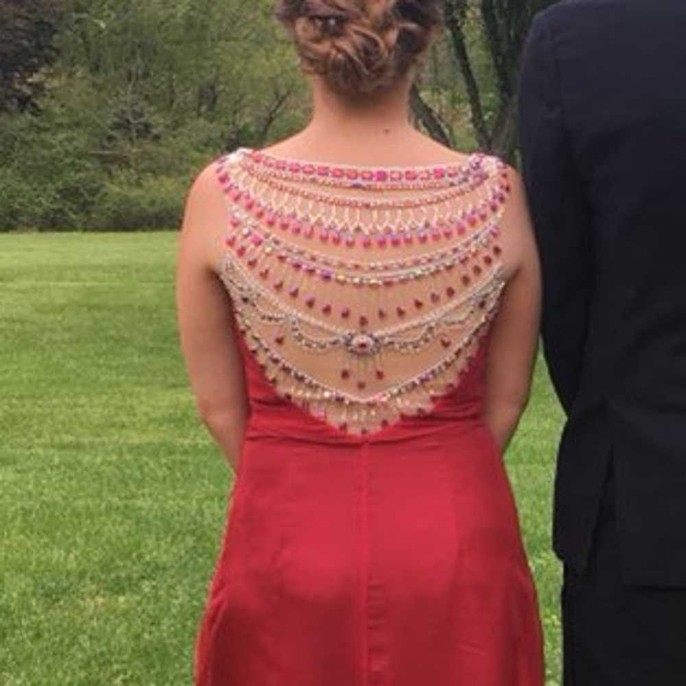 Red Prom Dress With Gem Back - image 5