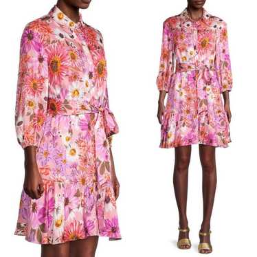 Rachel Parcell Pink Botanical Fit & Flare Tiered … - image 1