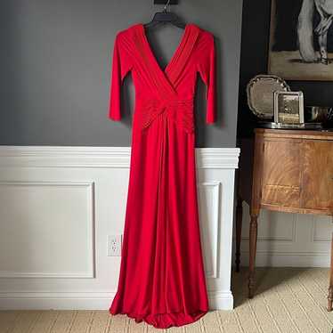 Jovani Red Deep V-neck Pleated Wrap Front Jersey … - image 1