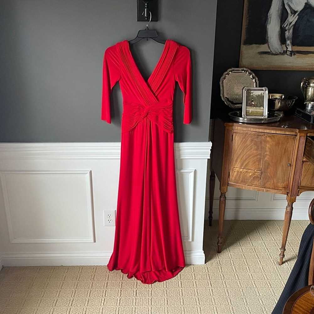 Jovani Red Deep V-neck Pleated Wrap Front Jersey … - image 3